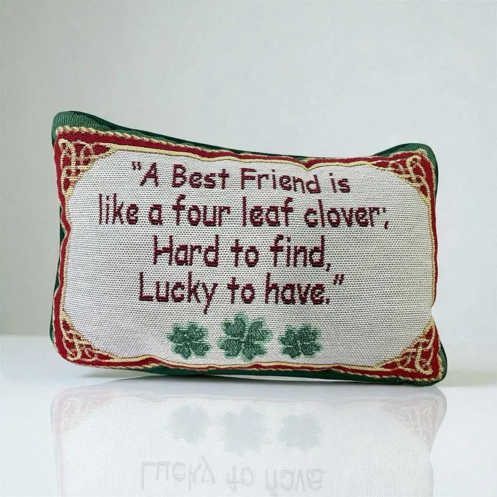 Irish Shamrock Quote Friend Throw‎ Pillow Red Green Vintage Lucky to Have USA S